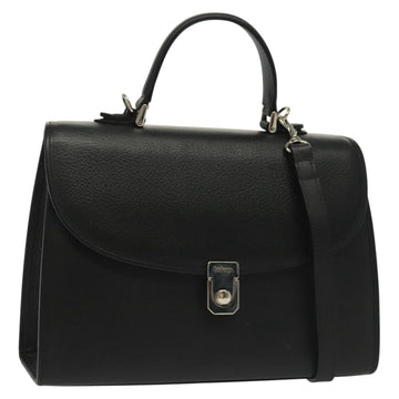 Burberrys Hand Bag Leather 2way Black Silver Auth yk19299
