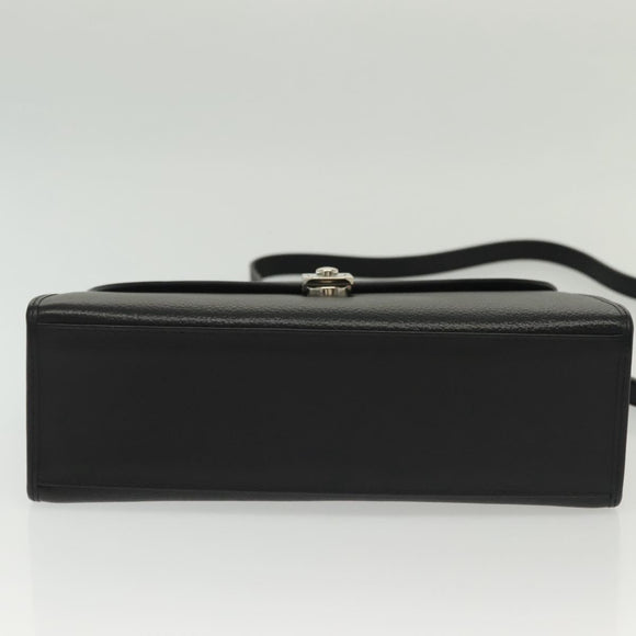 Burberrys Hand Bag Leather 2way Black Silver Auth yk19299