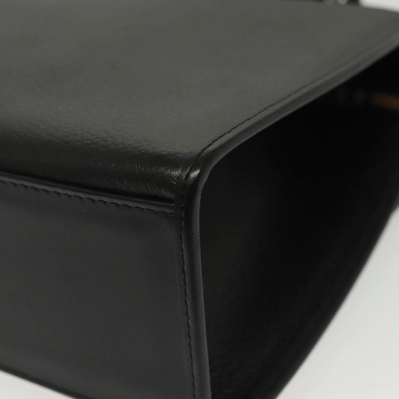 Burberrys Hand Bag Leather 2way Black Silver Auth yk19299