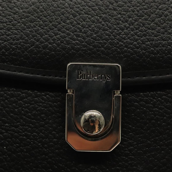 Burberrys Hand Bag Leather 2way Black Silver Auth yk19299