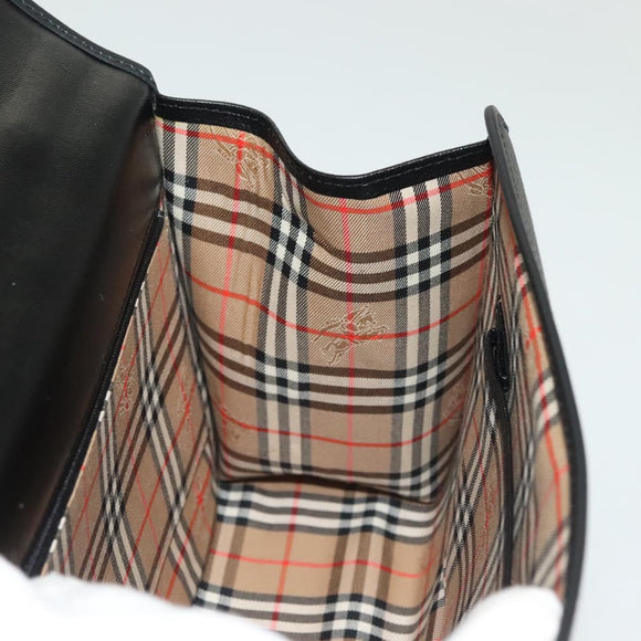 Burberrys Hand Bag Leather 2way Black Silver Auth yk19299