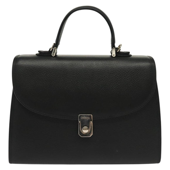 Burberrys Hand Bag Leather 2way Black Silver Auth yk19299