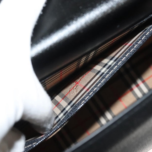 Burberrys Hand Bag Leather 2way Black Silver Auth yk19299