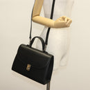 Burberrys Hand Bag Leather 2way Black Silver Auth yk19299-22