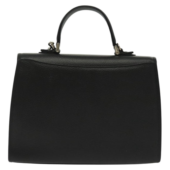Burberrys Hand Bag Leather 2way Black Silver Auth yk19299