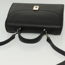 Burberrys Hand Bag Leather 2way Black Silver Auth yk19299-6
