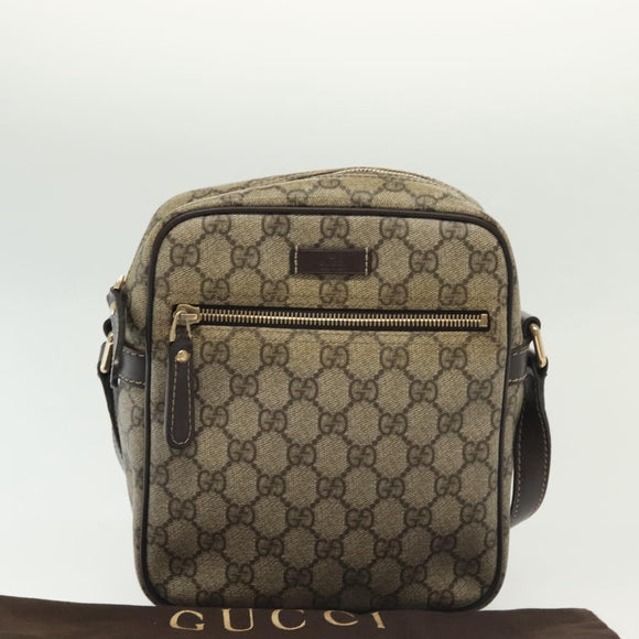 GUCCI GG Supreme Shoulder Bag PVC Beige Gold 233268 Auth yk19303