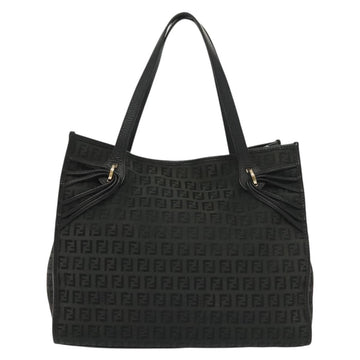 FENDI Zucchino Canvas Hand Bag Black Gold Auth yk19305 - 0