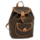 CELINE Macadam Canvas Backpack PVC Leather Brown Gold Auth yk19307-1
