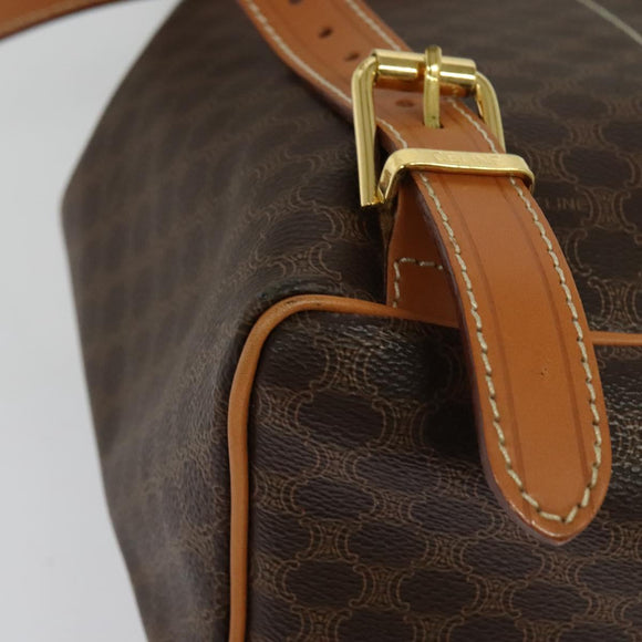 CELINE Macadam Canvas Backpack PVC Leather Brown Gold Auth yk19307