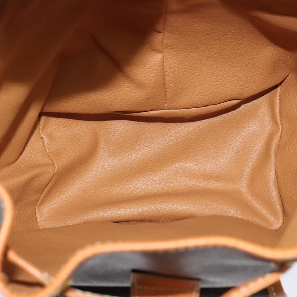CELINE Macadam Canvas Backpack PVC Leather Brown Gold Auth yk19307