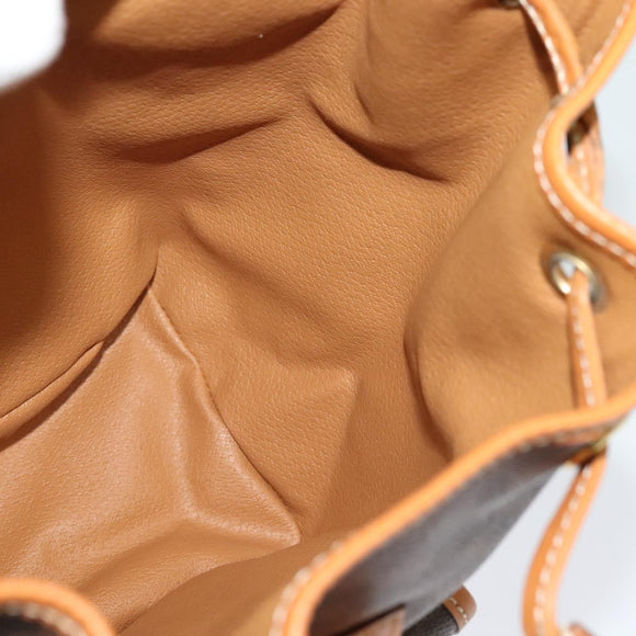 CELINE Macadam Canvas Backpack PVC Leather Brown Gold Auth yk19307