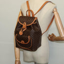 CELINE Macadam Canvas Backpack PVC Leather Brown Gold Auth yk19307-22
