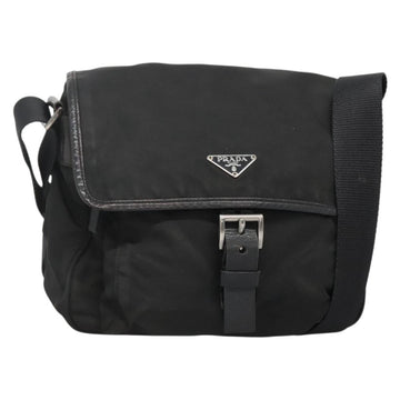 PRADA Shoulder Bag Nylon Black Silver Auth yk19309