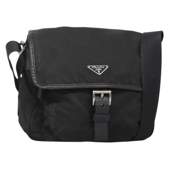 PRADA Shoulder Bag Nylon Black Silver Auth yk19309