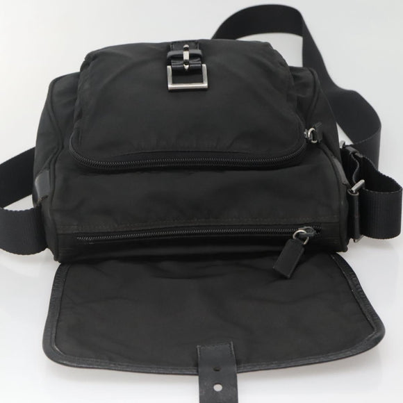 PRADA Shoulder Bag Nylon Black Silver Auth yk19309