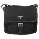 PRADA Shoulder Bag Nylon Black Silver Auth yk19309-13