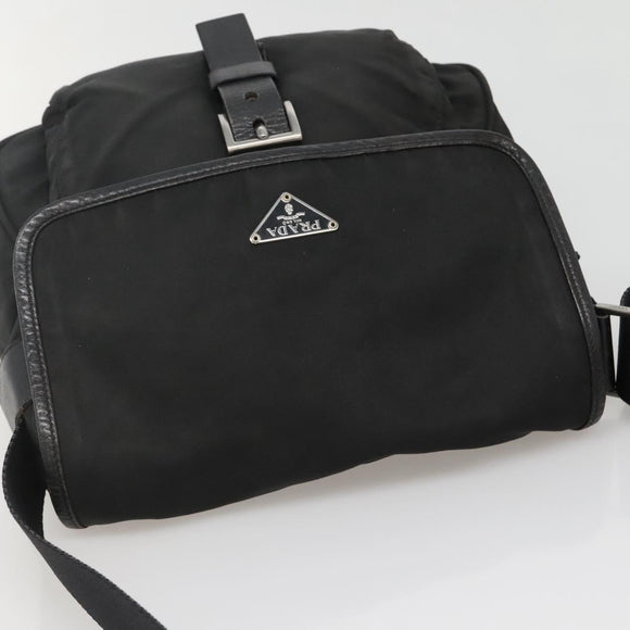 PRADA Shoulder Bag Nylon Black Silver Auth yk19309