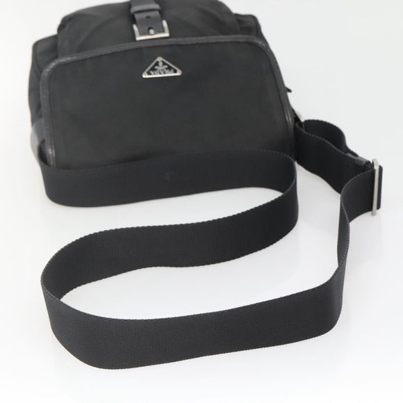 PRADA Shoulder Bag Nylon Black Silver Auth yk19309
