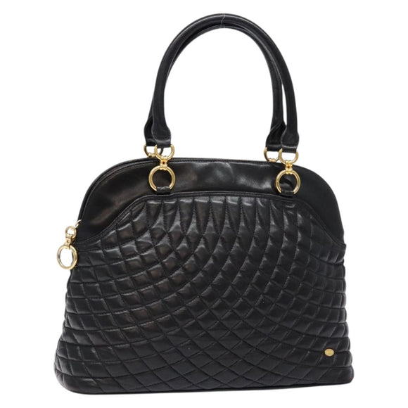 BALLY Hand Bag Leather Black Gold Auth yk19321