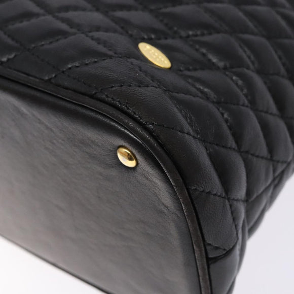 BALLY Hand Bag Leather Black Gold Auth yk19321