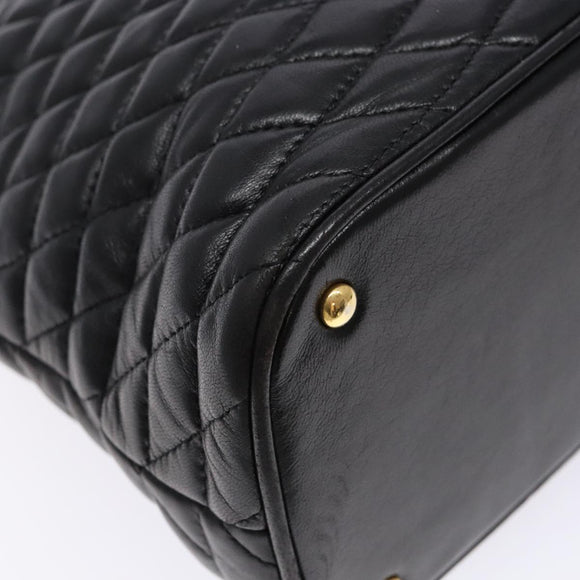 BALLY Hand Bag Leather Black Gold Auth yk19321