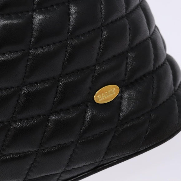 BALLY Hand Bag Leather Black Gold Auth yk19321