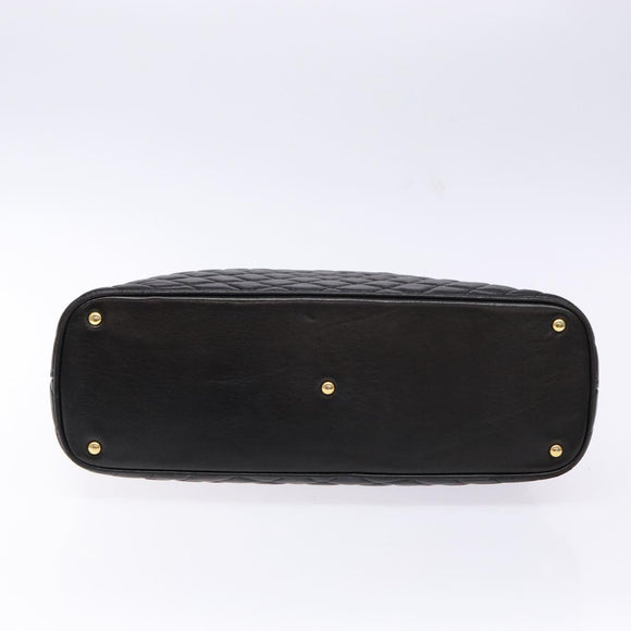 BALLY Hand Bag Leather Black Gold Auth yk19321