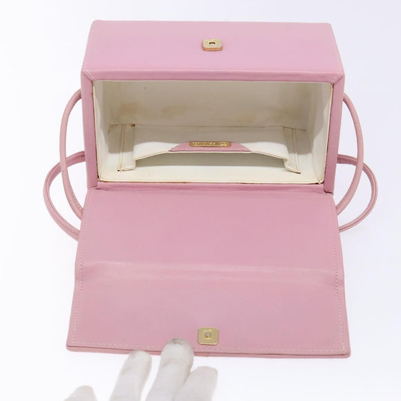 FENDI Vanity Hand Bag Leather Pink Gold Auth yk19323