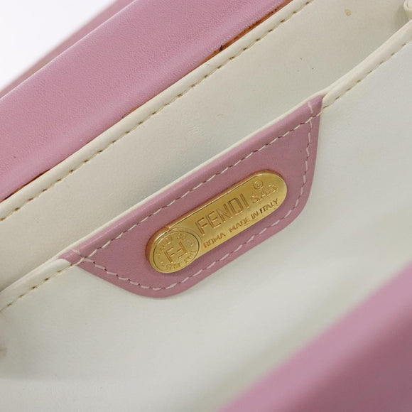 FENDI Vanity Hand Bag Leather Pink Gold Auth yk19323