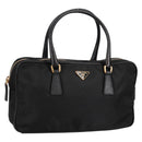 PRADA Hand Bag Nylon Black Gold Auth yk19339V-1
