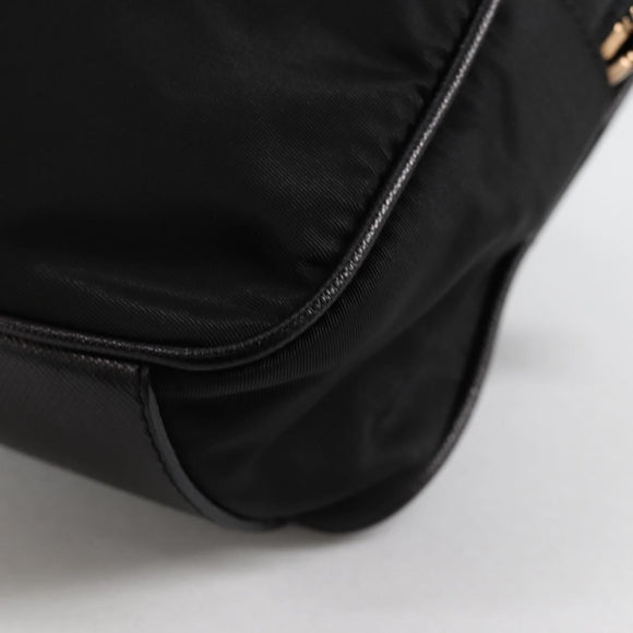 PRADA Hand Bag Nylon Black Gold Auth yk19339V