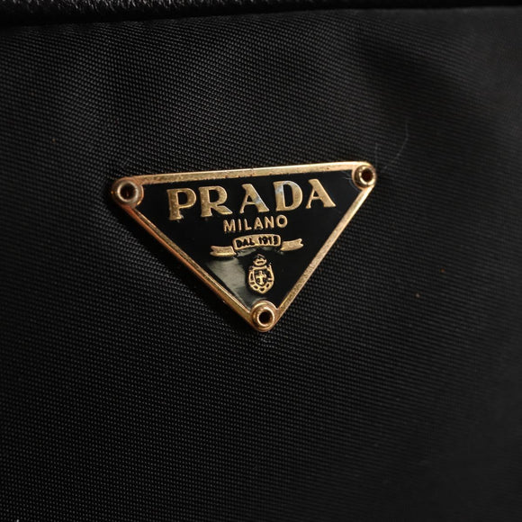 PRADA Hand Bag Nylon Black Gold Auth yk19339V