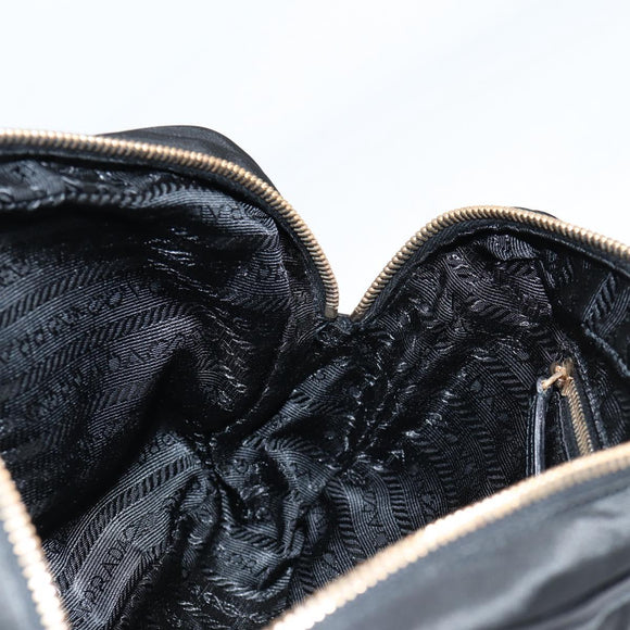 PRADA Hand Bag Nylon Black Gold Auth yk19339V