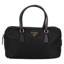 PRADA Hand Bag Nylon Black Gold Auth yk19339V-13