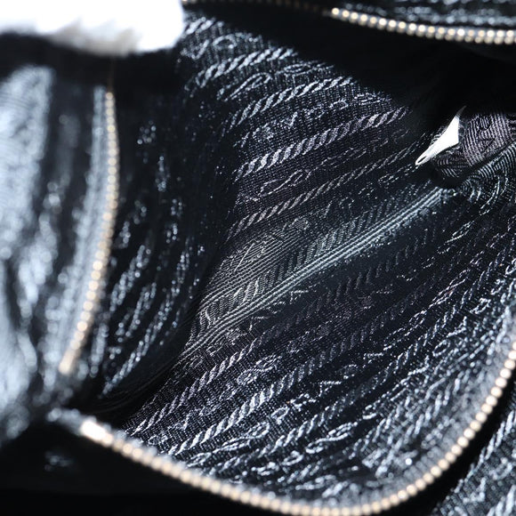 PRADA Hand Bag Nylon Black Gold Auth yk19339V