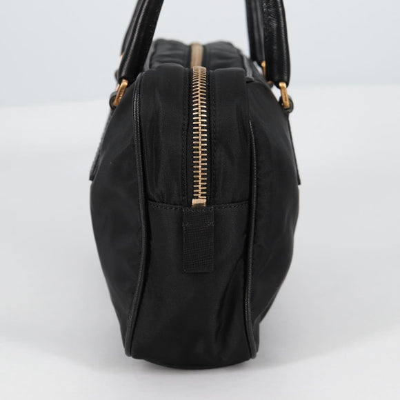 PRADA Hand Bag Nylon Black Gold Auth yk19339V