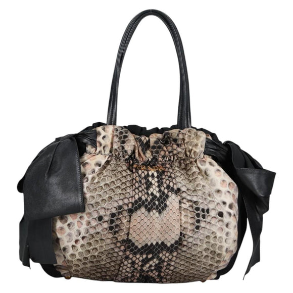 PRADA Tote Bag Nylon Black Gold Auth yk19341V