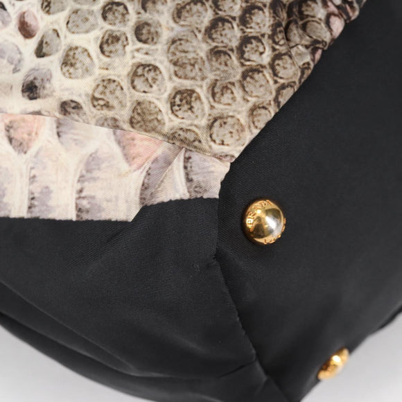 PRADA Tote Bag Nylon Black Gold Auth yk19341V