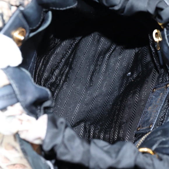 PRADA Tote Bag Nylon Black Gold Auth yk19341V