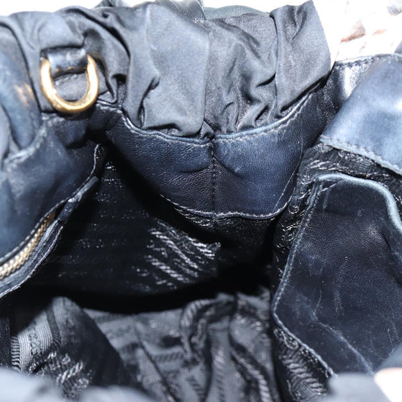 PRADA Tote Bag Nylon Black Gold Auth yk19341V