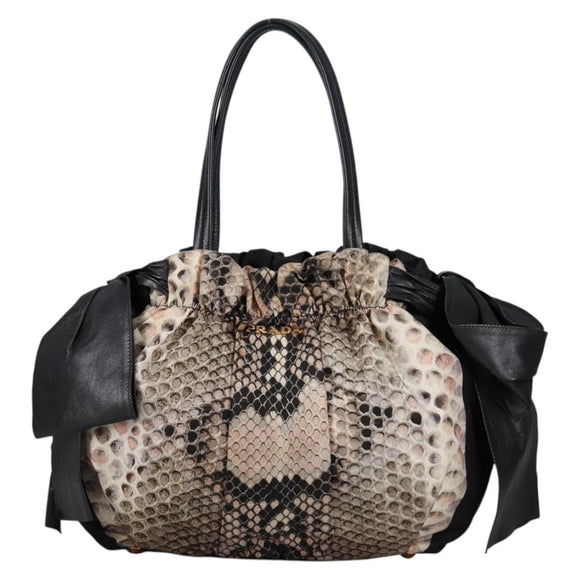 PRADA Tote Bag Nylon Black Gold Auth yk19341V