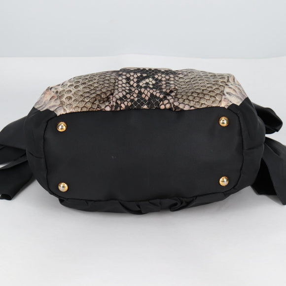 PRADA Tote Bag Nylon Black Gold Auth yk19341V