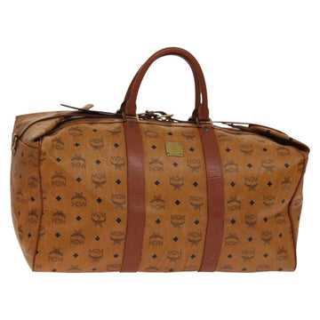 MCM Logogram Vicetos Boston Bag PVC Leather Brown Gold Auth yk19343