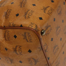 MCM Logogram Vicetos Boston Bag PVC Leather Brown Gold Auth yk19343-14