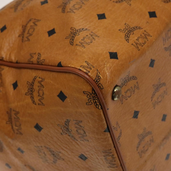 MCM Logogram Vicetos Boston Bag PVC Leather Brown Gold Auth yk19343