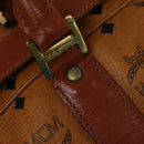 MCM Logogram Vicetos Boston Bag PVC Leather Brown Gold Auth yk19343-17