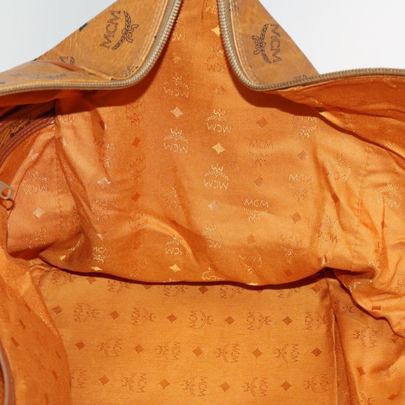 MCM Logogram Vicetos Boston Bag PVC Leather Brown Gold Auth yk19343