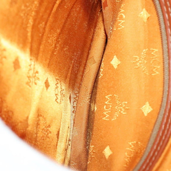 MCM Logogram Vicetos Boston Bag PVC Leather Brown Gold Auth yk19343