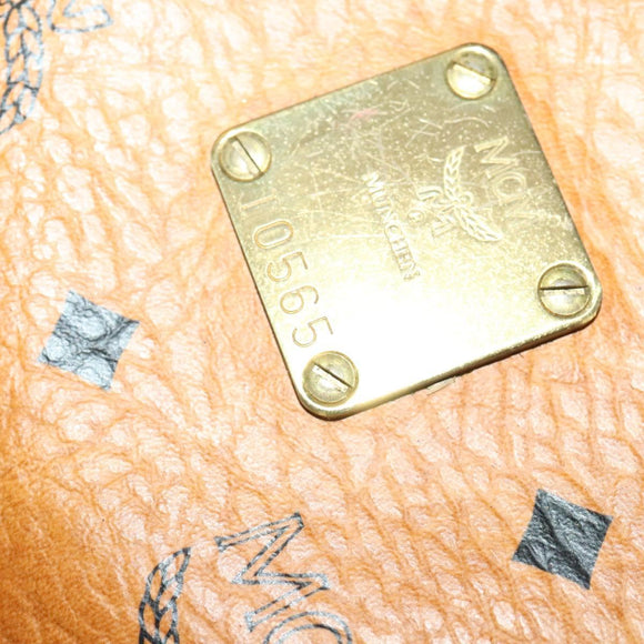 MCM Logogram Vicetos Boston Bag PVC Leather Brown Gold Auth yk19343